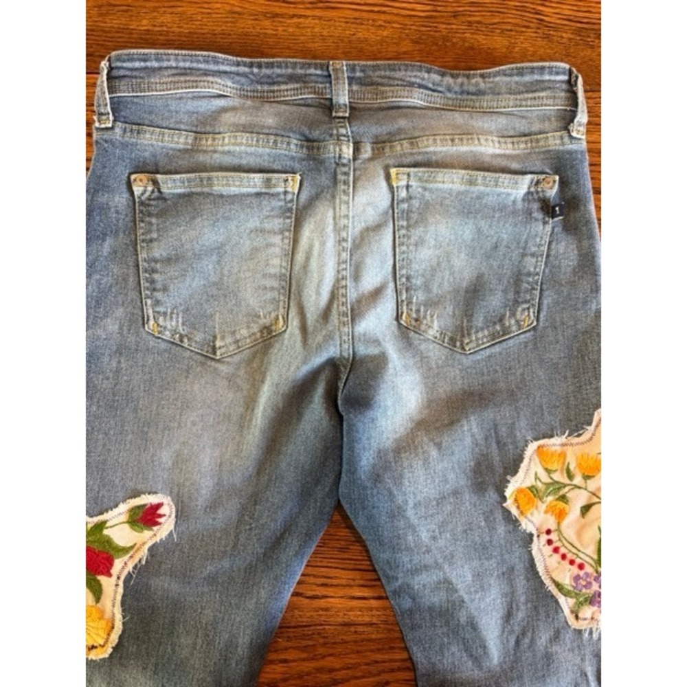 Unique Pilcro Floral Patchwork Mid Rise Straight Leg Jeans Women Sz 30 stretch - Picture 11 of 11